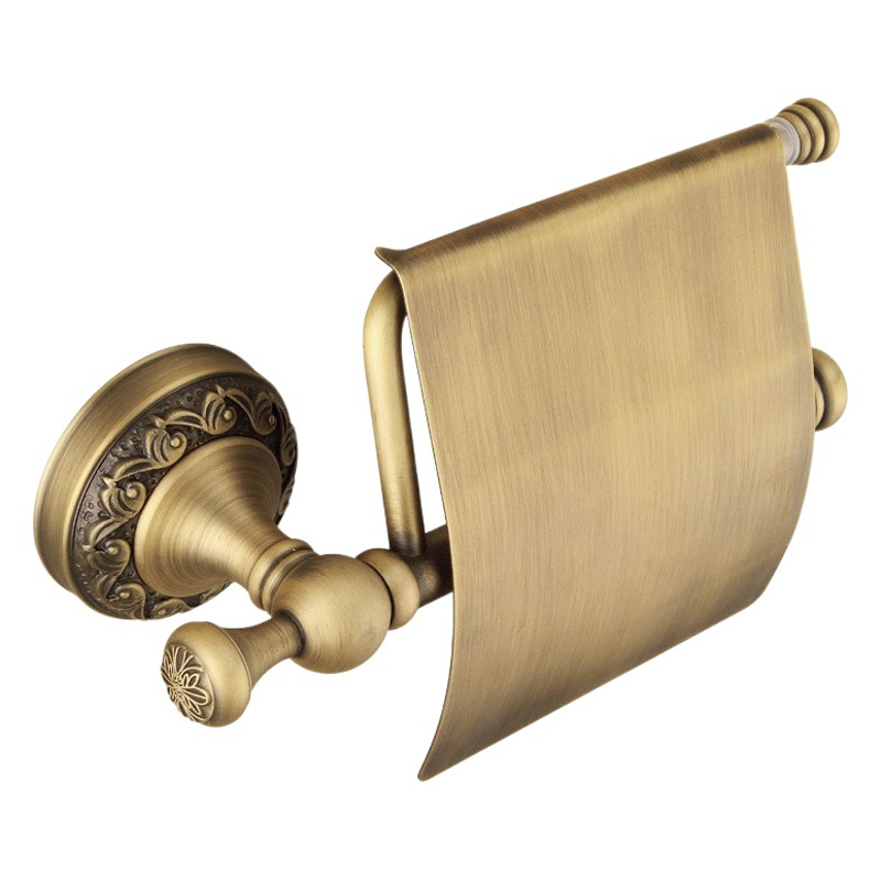 Cross-border brass imitation black ancient retro bathroom sanitary tissue holder paper roll carved tissue Rod carved pattern towel rack