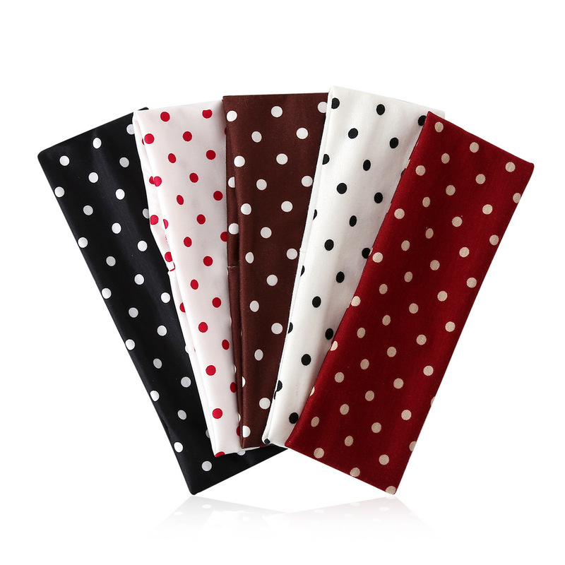 Cross-Border Polka Dot Sports Headband, Widened Yoga Fitness Sweat-Absorbent Non-Slip Hairband, Bohemian Style Elastic Headscarf Cross-Border Polka Dot Sports Headband, Widened Yoga Fitness Sweat-Absorbent Non-Slip Hairband, Bohemian Style Elastic Headscarf