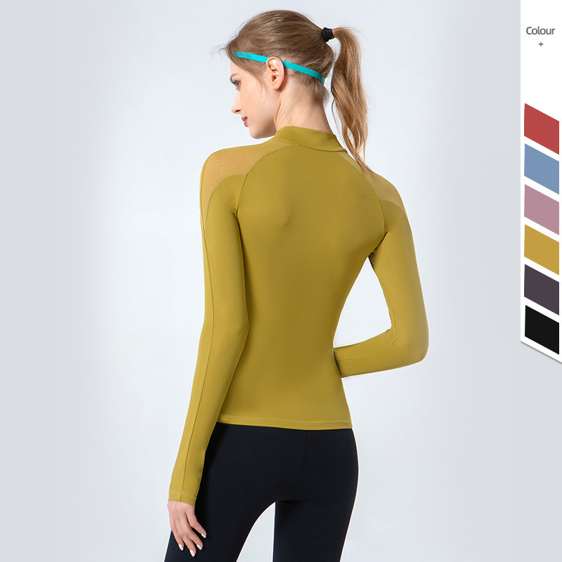 2024 primavera y verano nueva malla transpirable hueco yoga ropa de manga larga de las mujeres de adelgazamiento apretado correr deportes ropa de entrenamiento