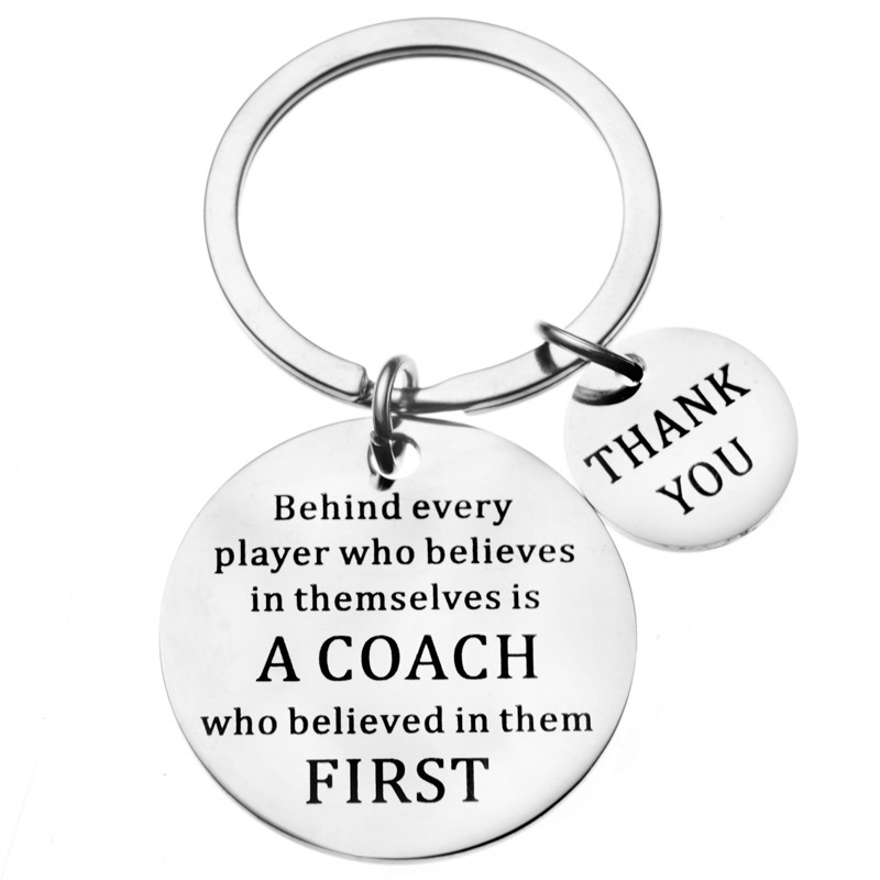 Stainless Steel Lettering Keychain Letters Coach Player Thank you Gift