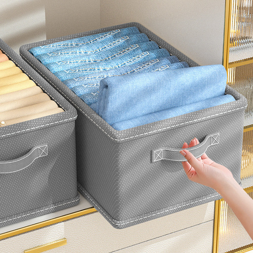 Collapsible Fabric Non-woven Storage Box Without Lid for Clothes Pants Fabric Organizing Box Drawer Style Underwear Socks Box
