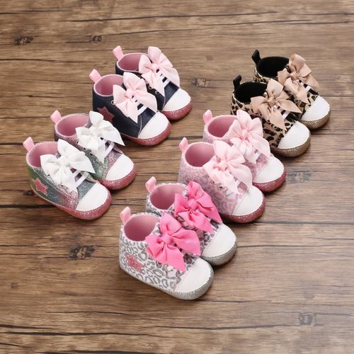 Spring and Autumn Style 0-1 Year Old Girls' Laced Learning to Walk Shoes with High Collar Soft Sole Baby Shoes