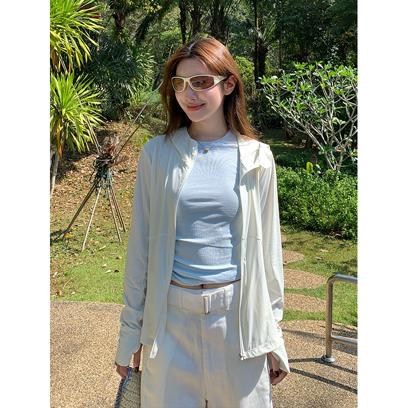 Nantao Ice Silk Cooling Waist-Slimming Original Yarn Sun Protection Clothing Women's New Style UV Protection Breathable Hooded Sun Protection Clothing