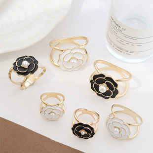 French-Style Vintage Camellia Niche Design Silk Scarf Buckle Women's Versatile Decorative Accessory Coat Buckle