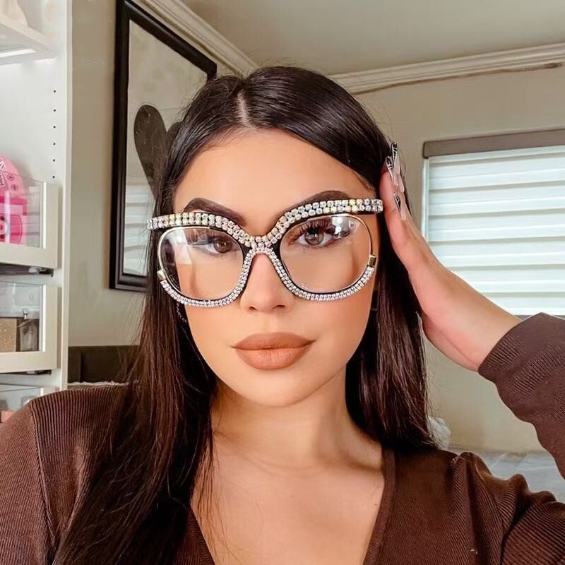 New Style Rhinestone Owl Y2K Large Frame Fashion Women's Non-Prescription Glasses for Party Decoration and Photo Shoots New Style Rhinestone Owl Y2K Large Frame Fashion Women's Non-Prescription Glasses for Party Decoration and Photo Shoots