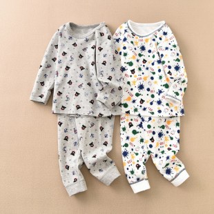 Children's boys' brushed plush bear head pajamas long-sleeved warm autumn clothes Songyou xisongwu export home clothes suit