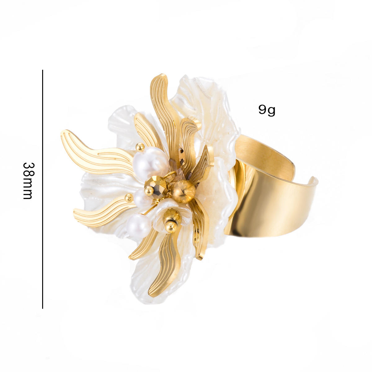 Einfacher Stil Klassischer Stil Blume Edelstahl 304 Perle Ringe In Masse display picture 2