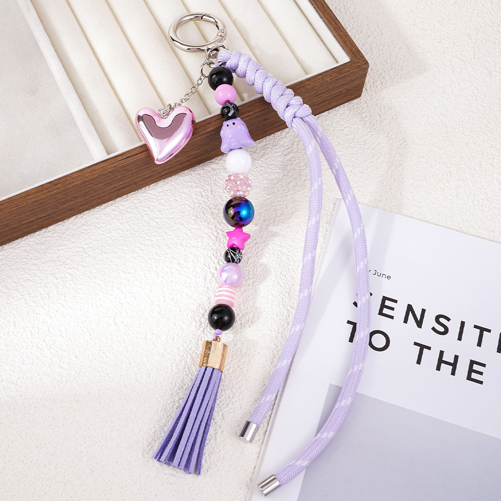 Nuevos productos transfronterizos creativos de letras de color cuerdas trenzadas llavero amor dibujos animados accesorios de diseño bolsos colgantes