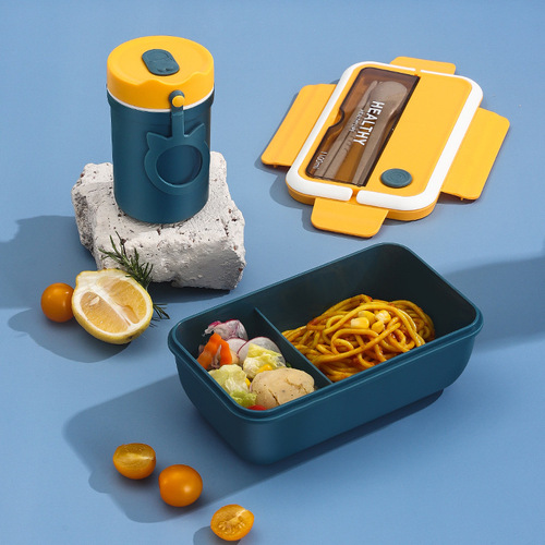 Wheat Straw Lunch Box for Office Workers and Students, Portable Multi-Compartment Insulated Japanese Meal Box Microwave-Safe