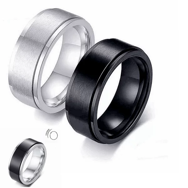 European and American Popular Rotatable Titanium Steel Men's Rings, Fashionable Design, Decompression Rotating Couple Rings, Cross-Border Hand Jewelry