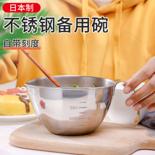 Japan Imported Stainless Steel Bowl with Handle Baking Cooking Bowl Egg Bowl with Scale Cooking Basin Mixing Bowl Measuring Cup