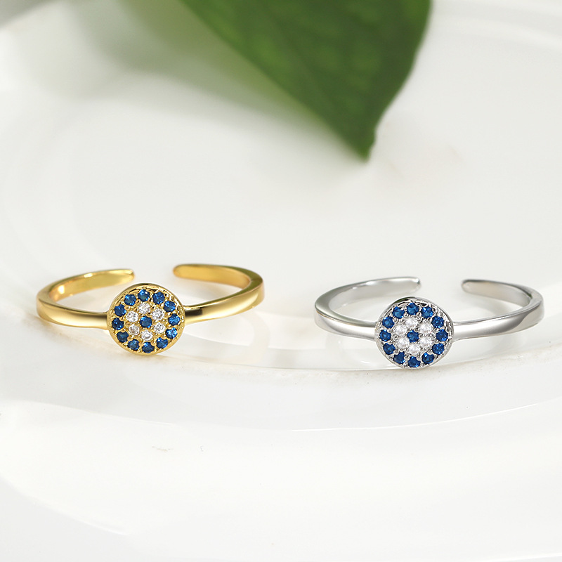 5g Weight Gold Plated Plating Material Zircon Inlay Material Classic Style Devil's Eye Copper Plating Inlay Zircon Gold Plated Open Rings