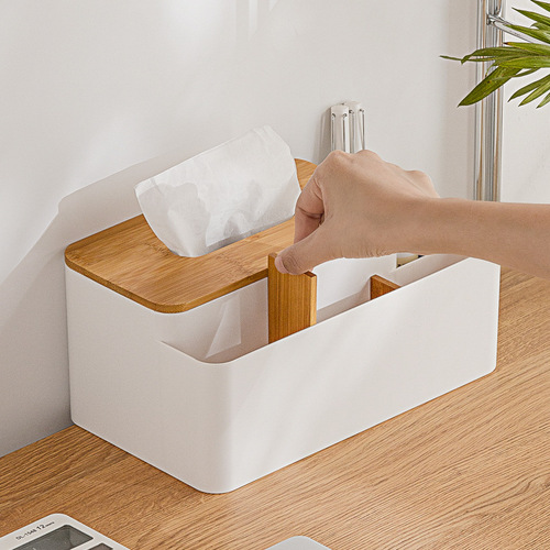 Nachuan lifting removable tissue box living room bamboo partition multi-functional desktop storage box remote control storage box