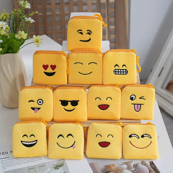 Creative Expression Pattern Expression Zipper Cute Universal Embroidered Change Seat Cartoon Cute Cartoon Small Bag Smiley Face Bag