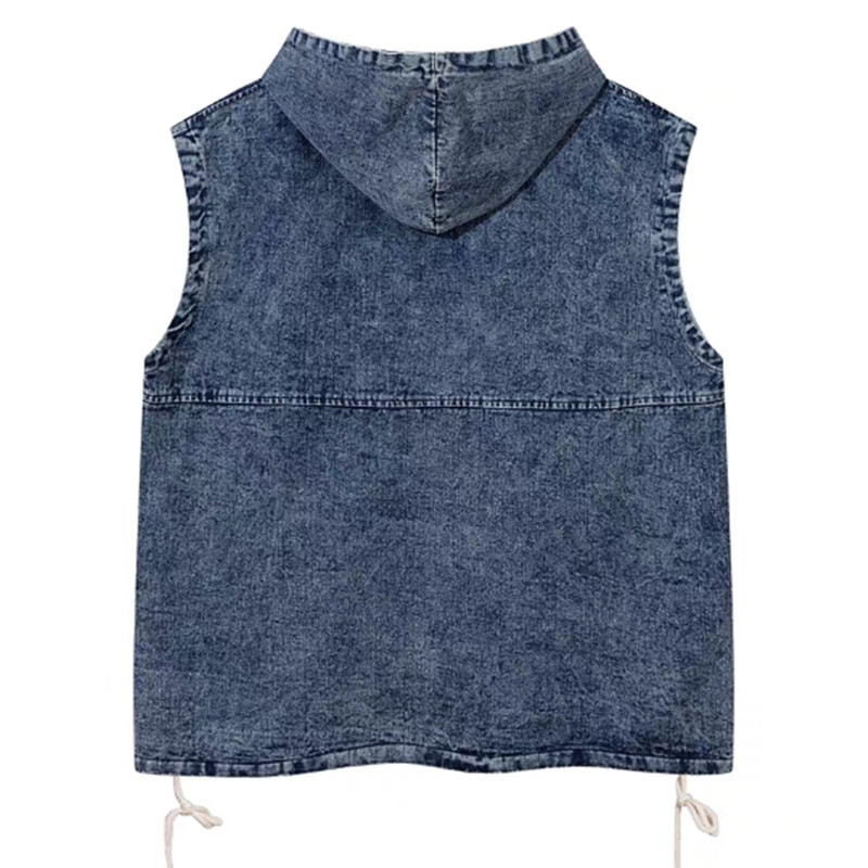 Ropa de hombre con capucha denim high street chaleco vaquero lavado para hombres y mujeres novedad de verano marca chaqueta suelta top sin mangas_voghion.com