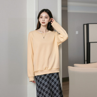 9-color optional 60.00 kg-175.00 kg plus size women's autumn and winter 2024 new chubby girl long sleeve sweater solid color loose top
