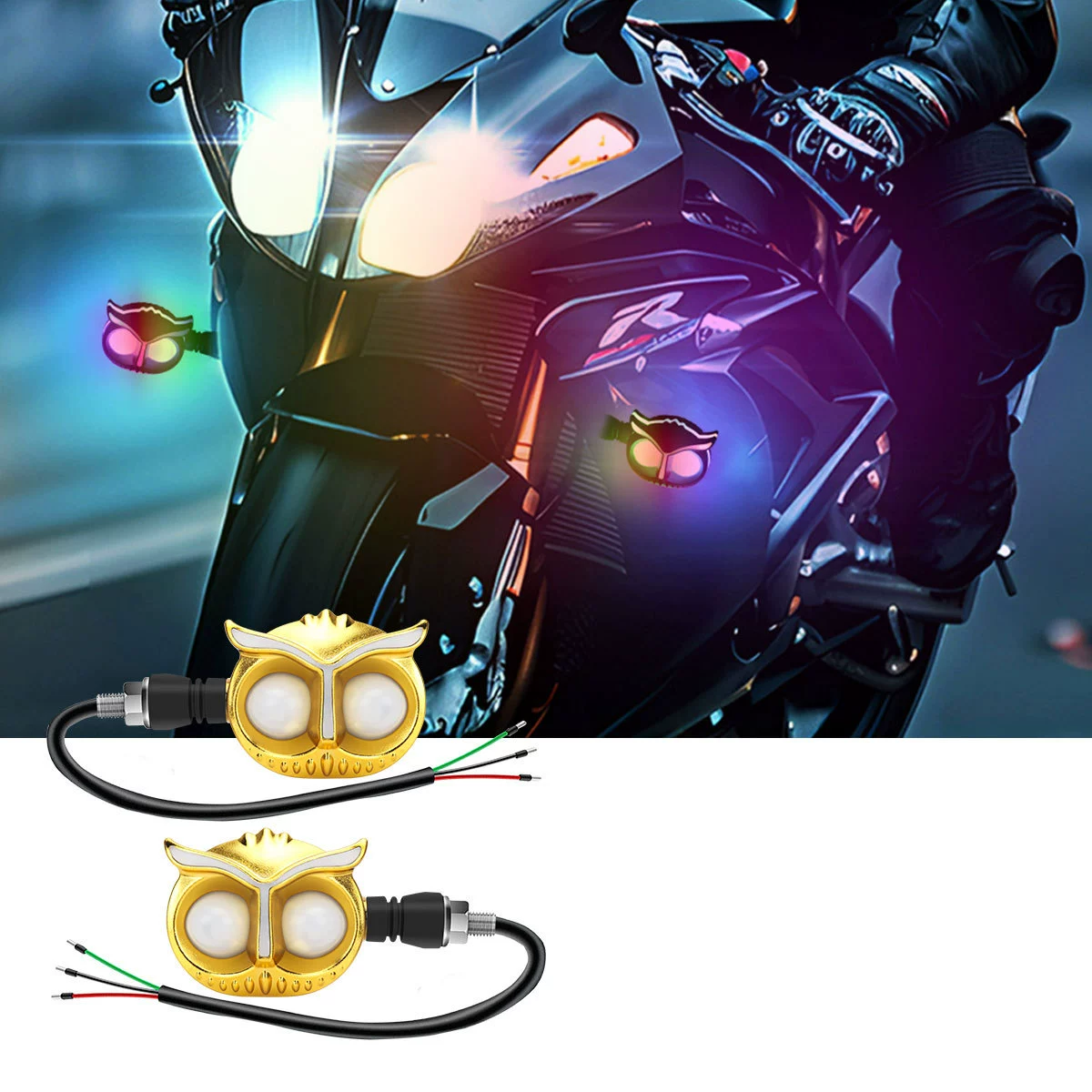 Новый 12 В мотоциклетный сова, цветной указатель поворота, электромобиль, дневные ходовые огни, светодиодный цветной сигнальный светильник с проточной водой