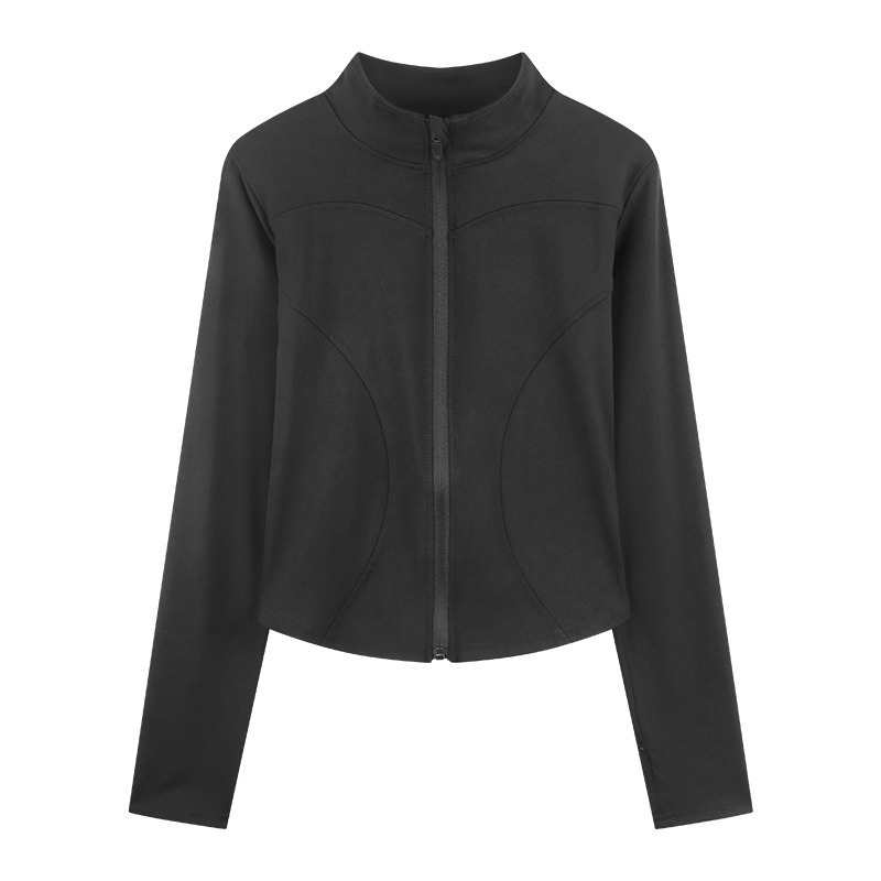 lulu verano chaqueta de yoga protector solar para mujeres agarradas rápidamente secas de cuello vertical chaqueta de manga larga ropa de entrenamiento roja en línea