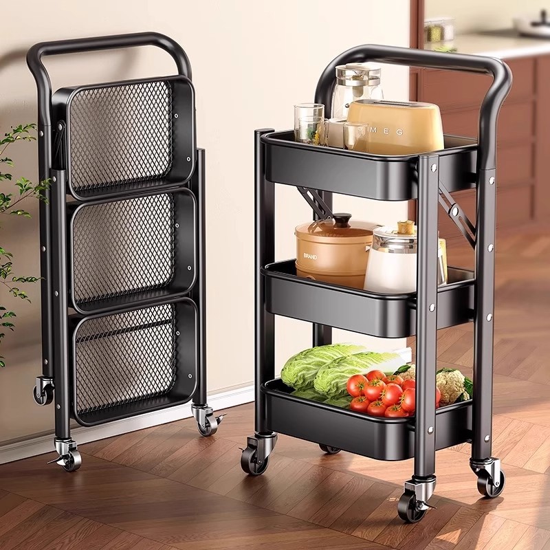 Kitchen Rack Trolley Floor-Standing Household Fruit and Vegetable Basket Multi-Layer Storage Rack Multi-Functional Snack Storage Rack