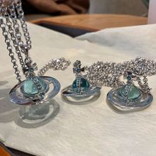 冰川蓝ORB项链女欧美明星同款立体星球中号土星高版本批发