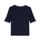 Designed V-Neck Bow Short-Sleeved Navy Blue Knitwear for Women 2025 Summer New Small Ice Silk Top