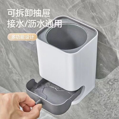 Wall-mountable toilet brush without punching, wall-mounted floor-mounted base, multi-functional long-handled cleaning brush set with no dead ends