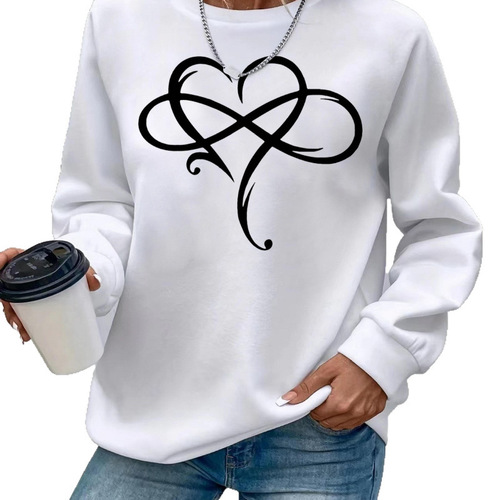 Independent station Valentine's Day women's retro fashion heart-shaped painting print long-sleeve casual comfortable crew neck sweatshirt