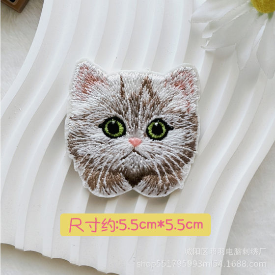 New Cat Embroidered Cloth Stickers Clothing Bag Decorative Stickers Down Jacket Hole Repair Subsidy Clothes Patch Stickers Self-adhesive