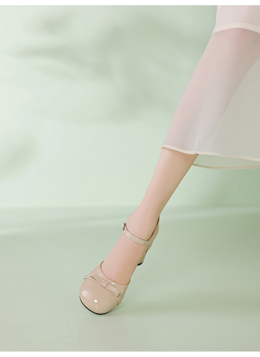 Giày cao gót nữ mũi tròn bít gót thấp 4-5 cm, phong cách Nhật, nơ bướm phía sau — màu đen, Rượu vang đỏ, màu mơ chi tiết 26