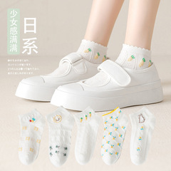 白色襪子女短襪夏季日系淺口可愛薄款低幫網眼學生襪船襪