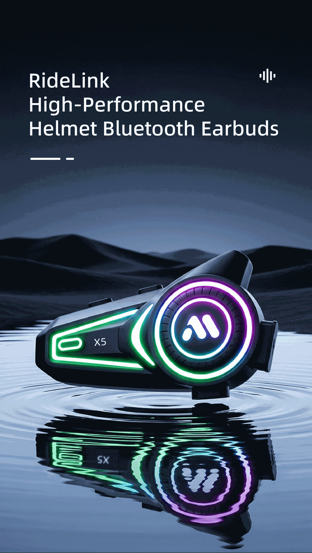 X5 Cross-Border Waterproof Noise-Canceling Motorcycle Helmet Bluetooth Headset Cross-Brand Dual-Person Intercom Wireless Riding Headset