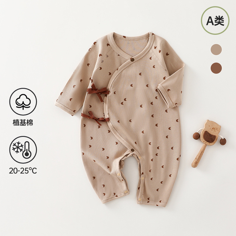 25新生儿婴儿衣服秋冬ins风a类哈衣和尚服打底长袖睡衣宝宝连体衣