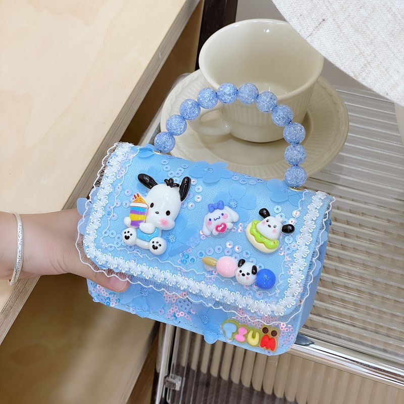 Nueva princesa de dibujos animados bolsos para niños mujeres perlas bolsos portátiles de hombro de chicas de moda encaje mochila