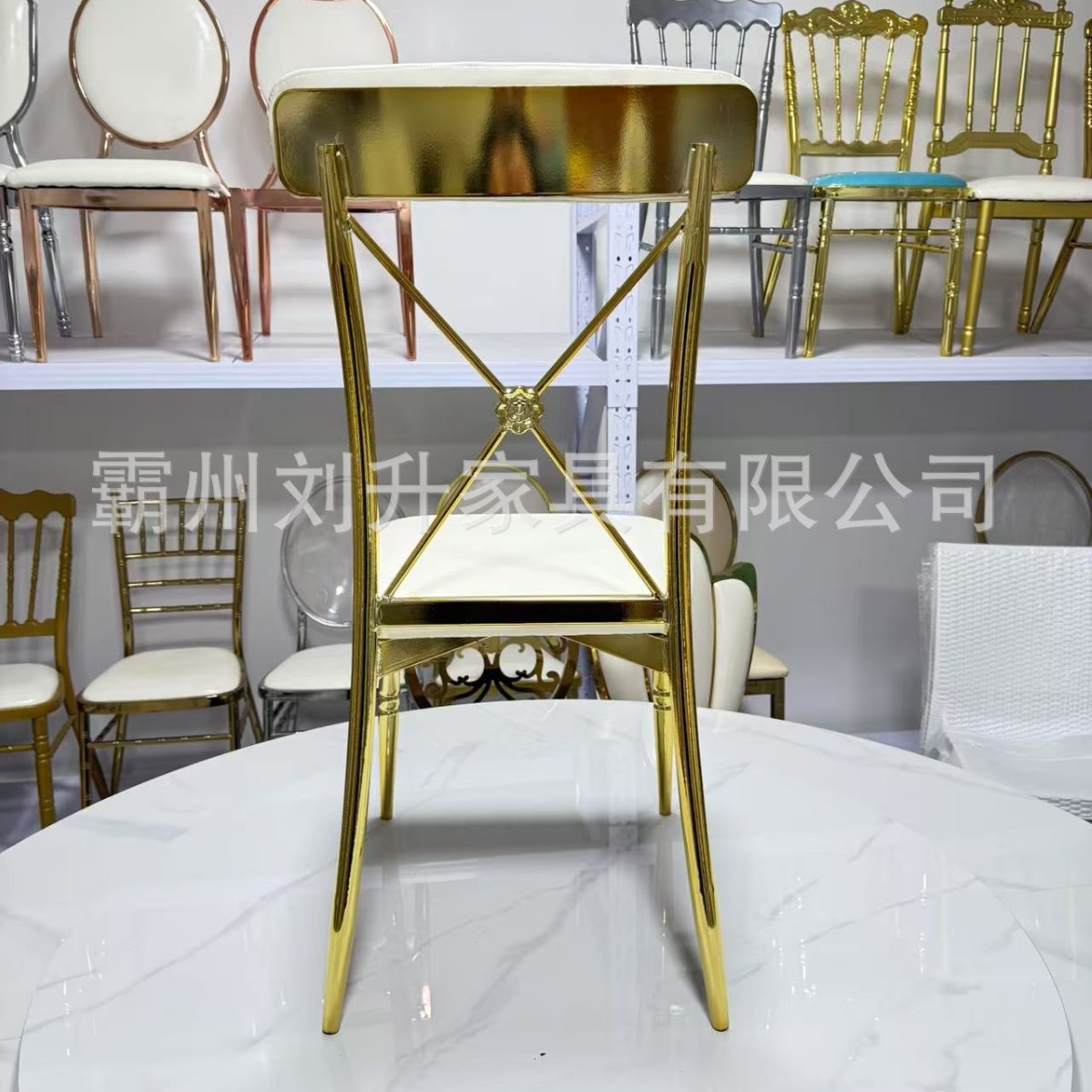 Silla de comedor casual X-back metal platado sala de baile silla moderna simple