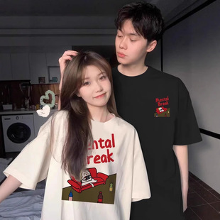 Summer Pure Cotton Short-Sleeved T-Shirt Couple Wear Lazy Style Loose Niche Design Tops for Men and Women Student Trendy Class Uniforms