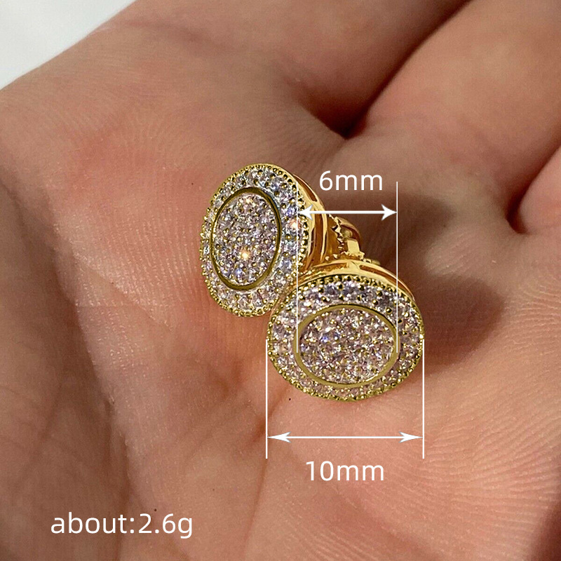 1 Paire Style Simple Brillant Rond Incruster Le Cuivre Zircon Boucles D'Oreilles display picture 1