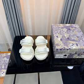 D家拖鞋女外穿2025新款沙滩运动老爹增高厚底松糕底魔术贴 休闲拖
