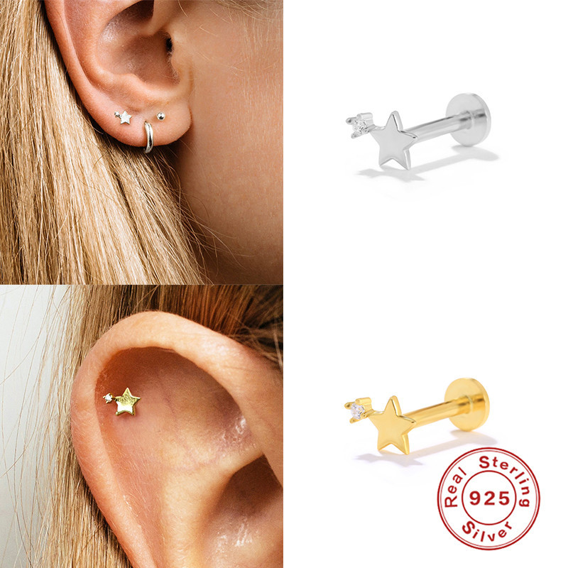 Fashion Solid Color Sterling Silver Plating Inlay Zircon Ear Studs 1 Piece display picture 4