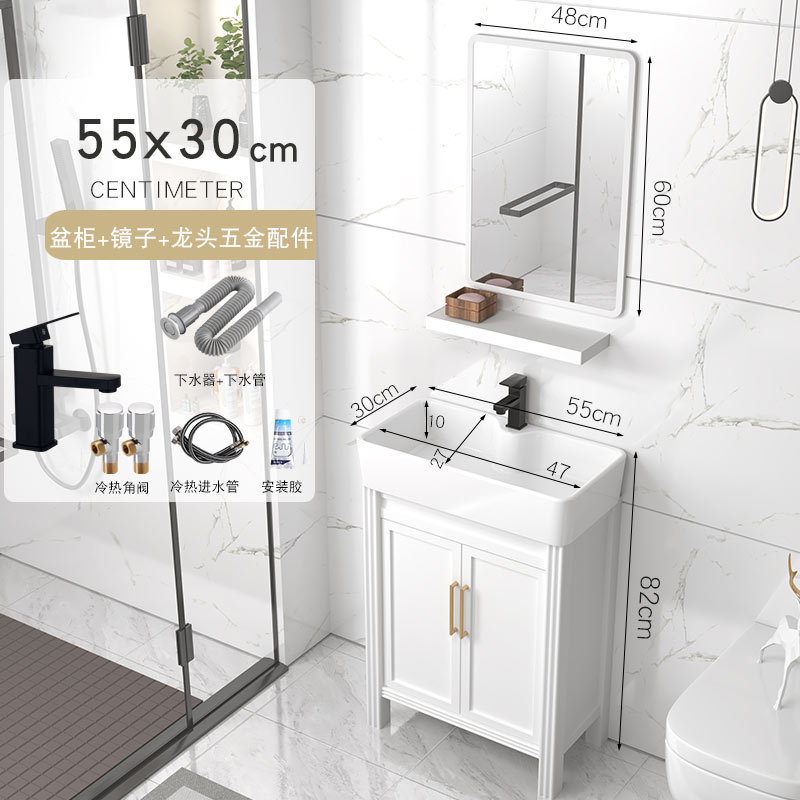 Gabinete de baño de aluminio espacial grueso tipo suelo cerámico integrado lavabo lavabo tipo casa pequeña lavabo de mano lavabo combinación