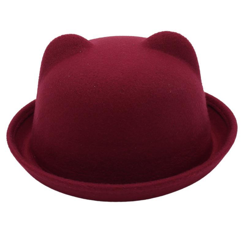 Kid's Adults Cute Simple Style Bear Solid Color Crimping Fedora Hat display picture 9