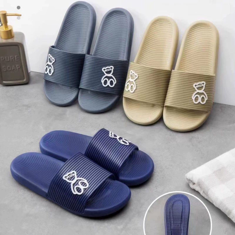 Новые тапочки, летние тапочки для дома и дома, Нескользящие мужские сандалии на плоской подошве в полоску, красная панда, оптом