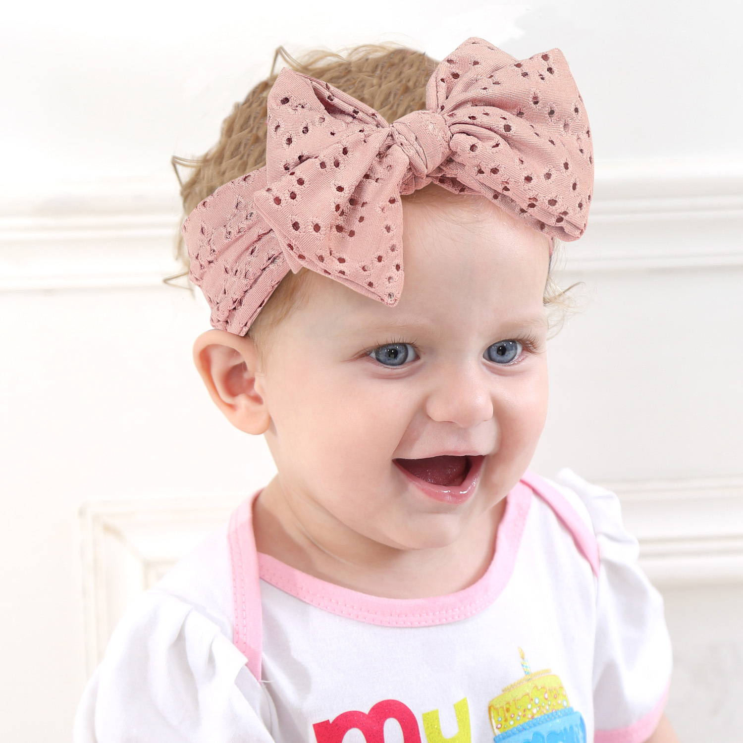 30g Weight Pastoral Polka Dots Cloth Bowknot Hollow Out Hair Band