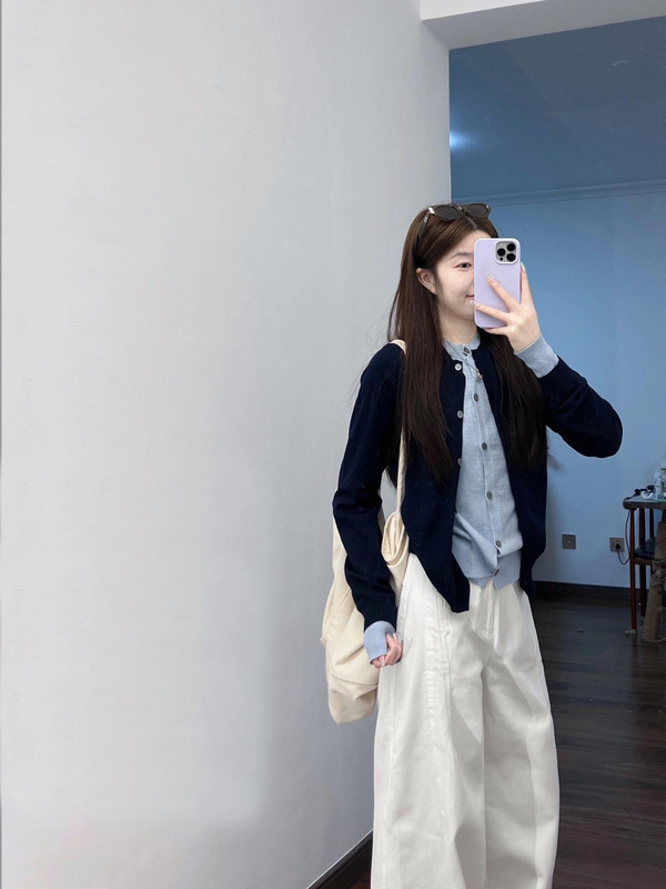 韩系撞色假两件针织开衫女早秋设计感毛衣外套秋时尚高级感上衣|undefined