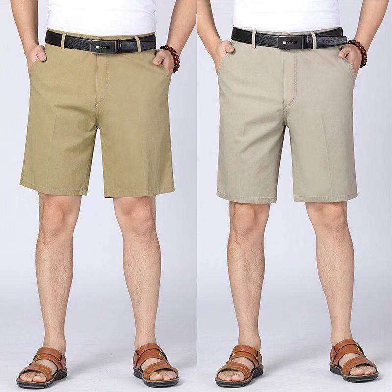 Pantalones cortos casuales de verano de algodón de algodón al por mayor para hombres, pantalones rectos sueltos de cintura alta de mediana edad y ancianos