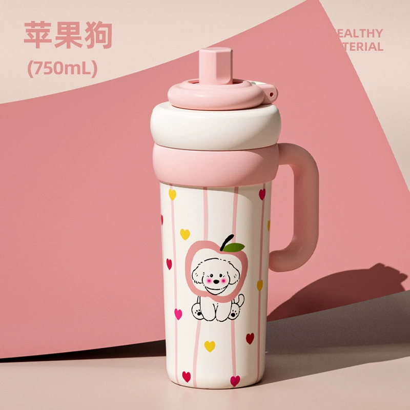 Capacious glass, tea cup, high quality ceramic straw with glass