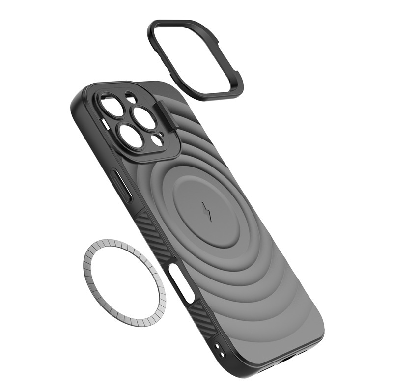 适用于苹果16Pro max波漾纹磁吸手机壳iPhone17镜头支架防摔软壳|undefined