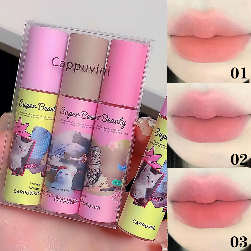 Cappuvini Cat Lip Mud Milk Cake Lip Cream Non-Lip Glaze Cheap Student Soft Mist High Color Matte Lipstick