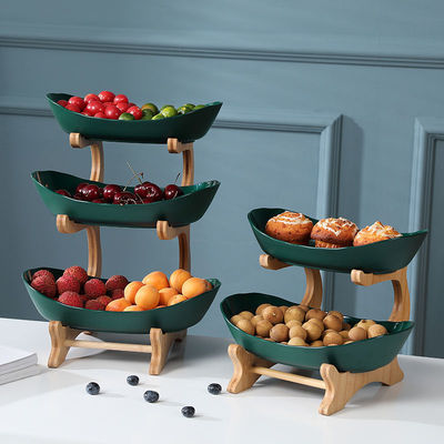 Chinese New Year General merchandise Light extravagance double-deck Fruit bowl a living room woodiness Fruit plate household originality candy Decoration Dried fruit boxes