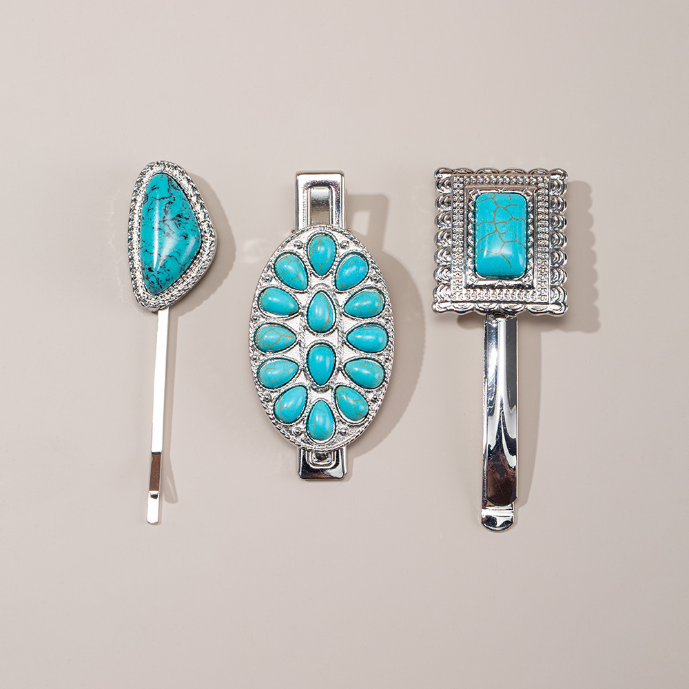 Women's Casual Retro Geometric Alloy Turquoise Plating Hair Clip display picture 20