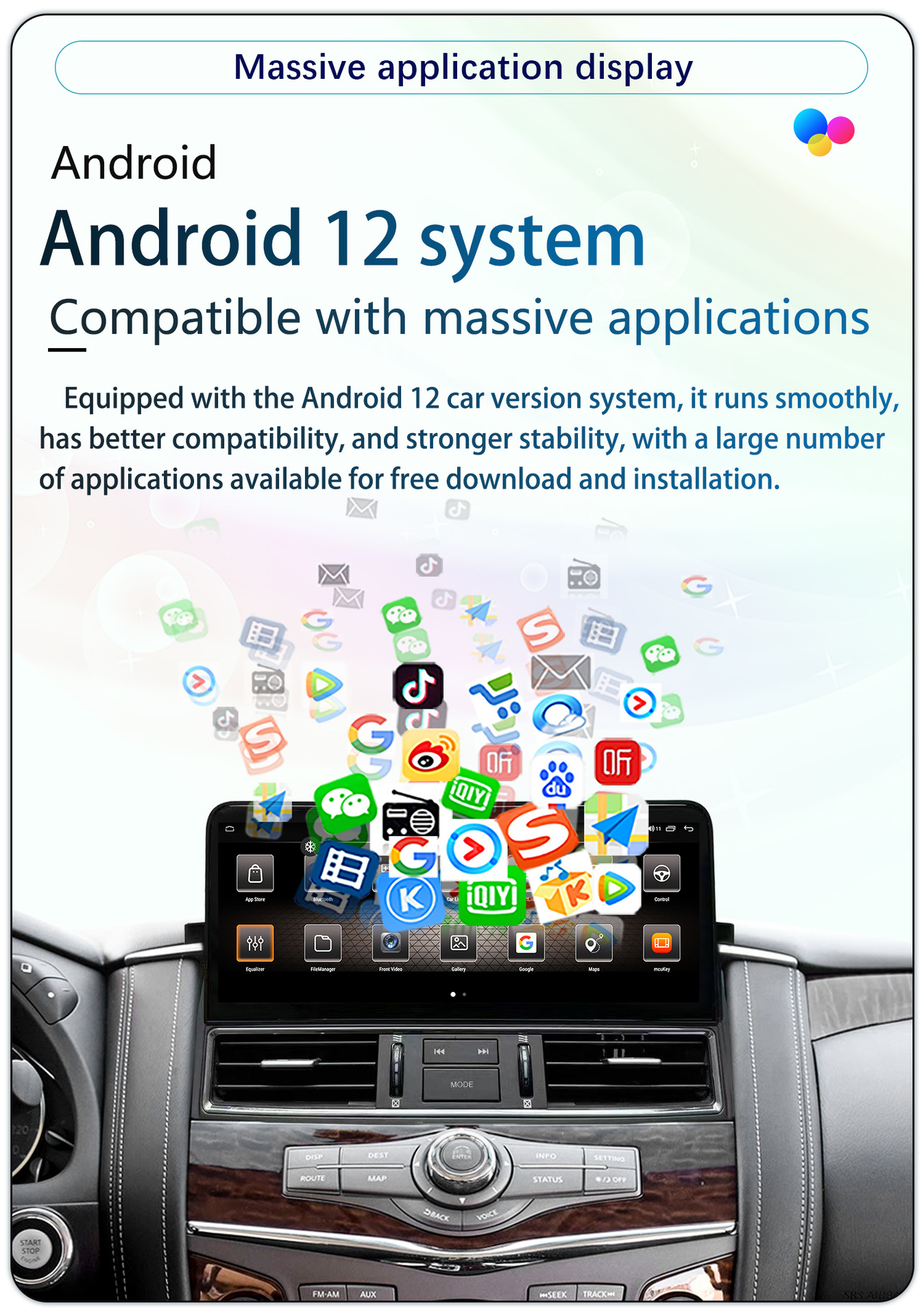 Suitable for Nissan Patrol Amanda Se/Y62 Infiniti Qx80/Qx56 Modified 12.3-Inch 4g Navigation System